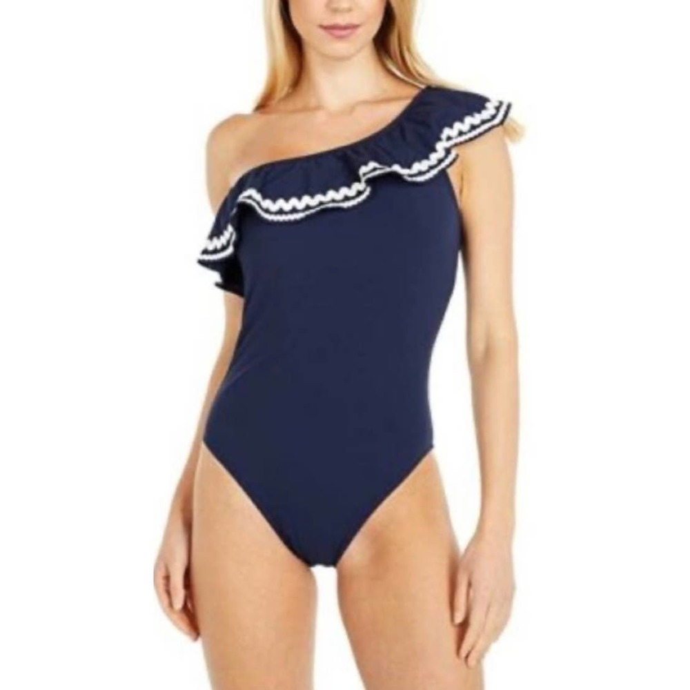 J. Crew textured ruffle one shoulder one piece swimsuit NWT AJ650 2020